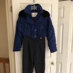 One-Piece Black & Royal Blue Ski/Snow Outfit